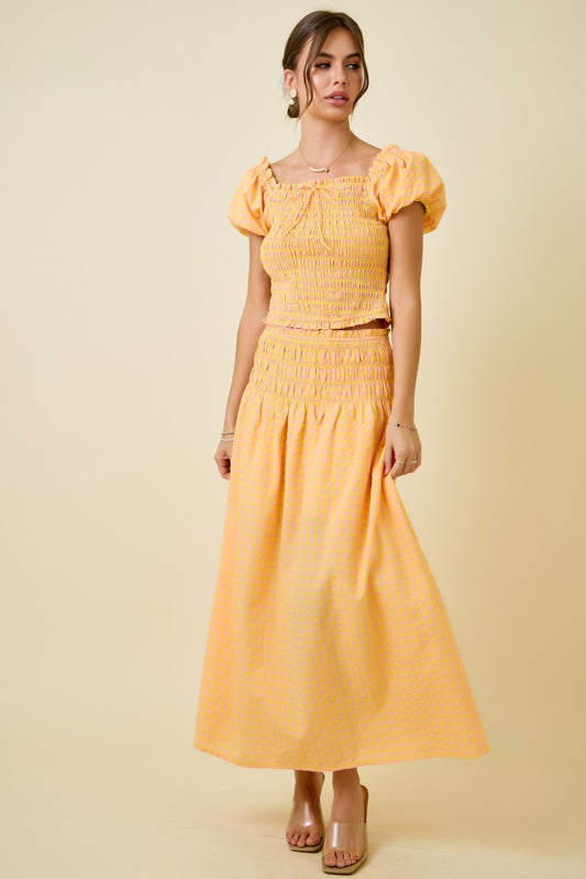 Strawberry Lemonade Gingham Skirt