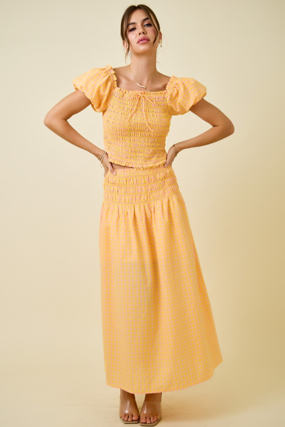 Strawberry Lemonade Gingham Skirt