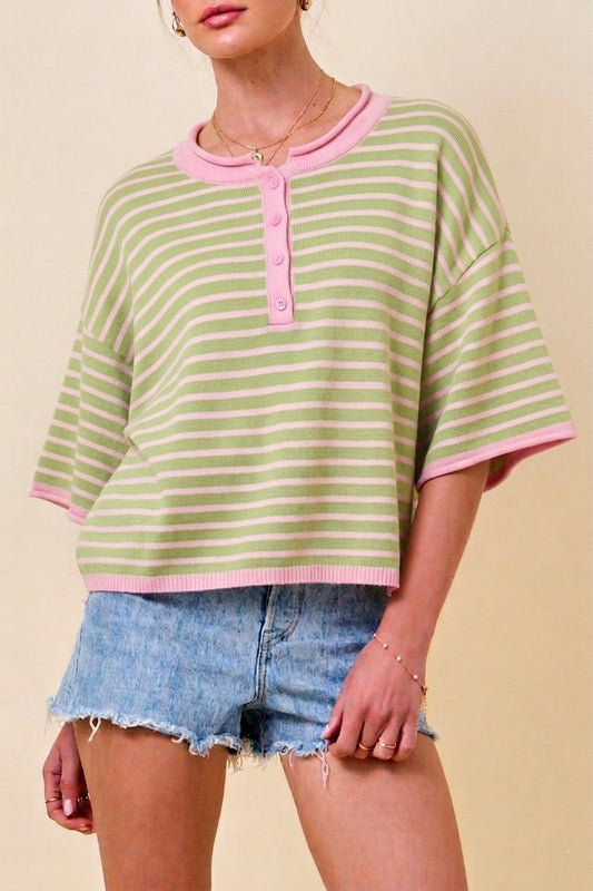 Strawberry Matcha Stripe Short Sleeve