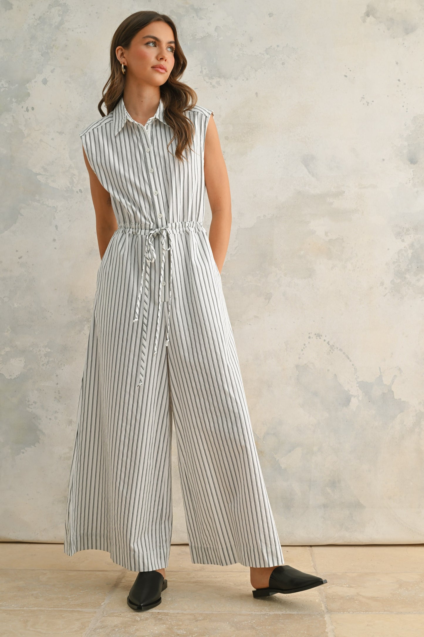 Stripe Button Jumpsuit