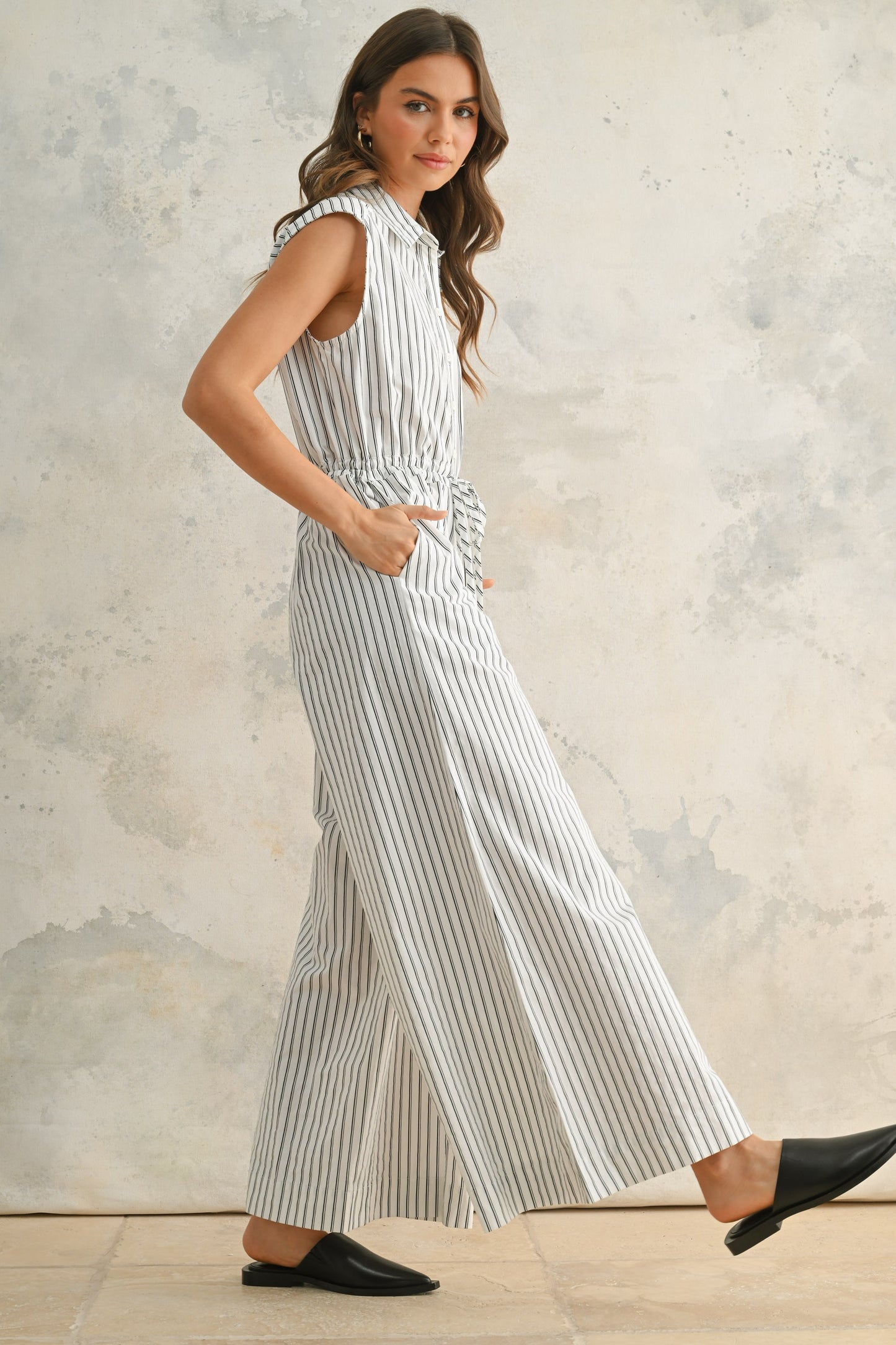 Stripe Button Jumpsuit