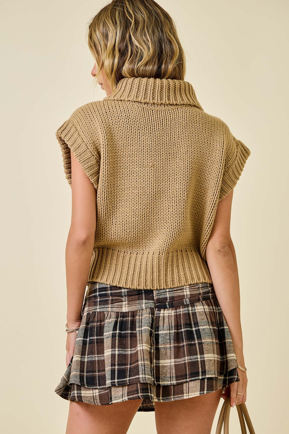 Tan Turtleneck Knit Sweater