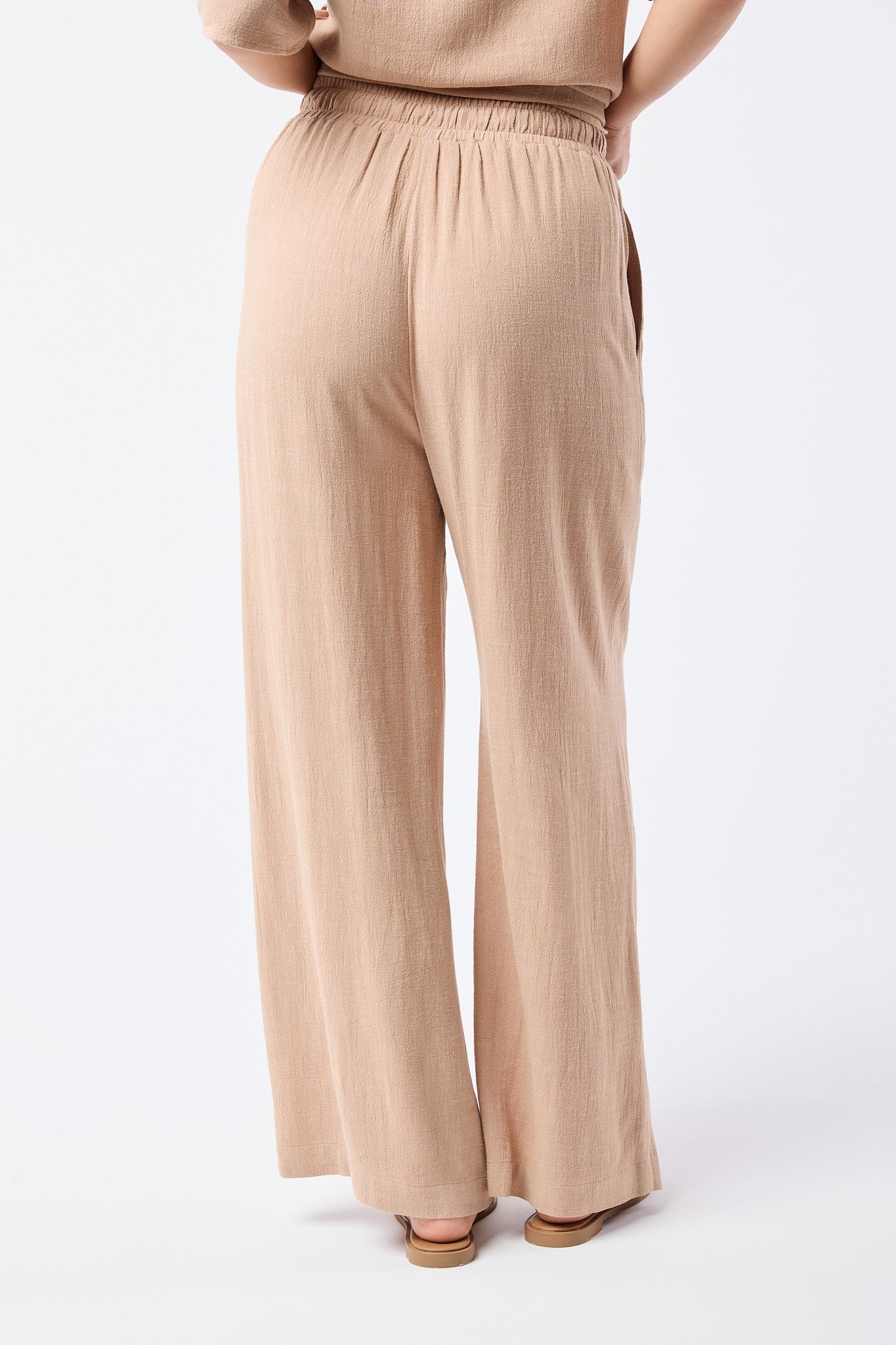 Tan Drawstring Linen Pant