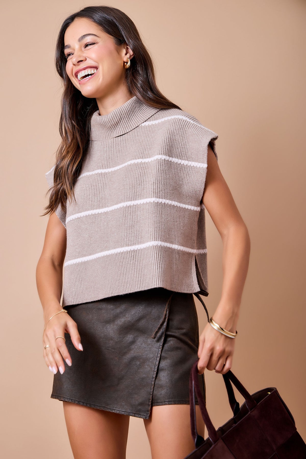 Stripe Turtleneck Sweater