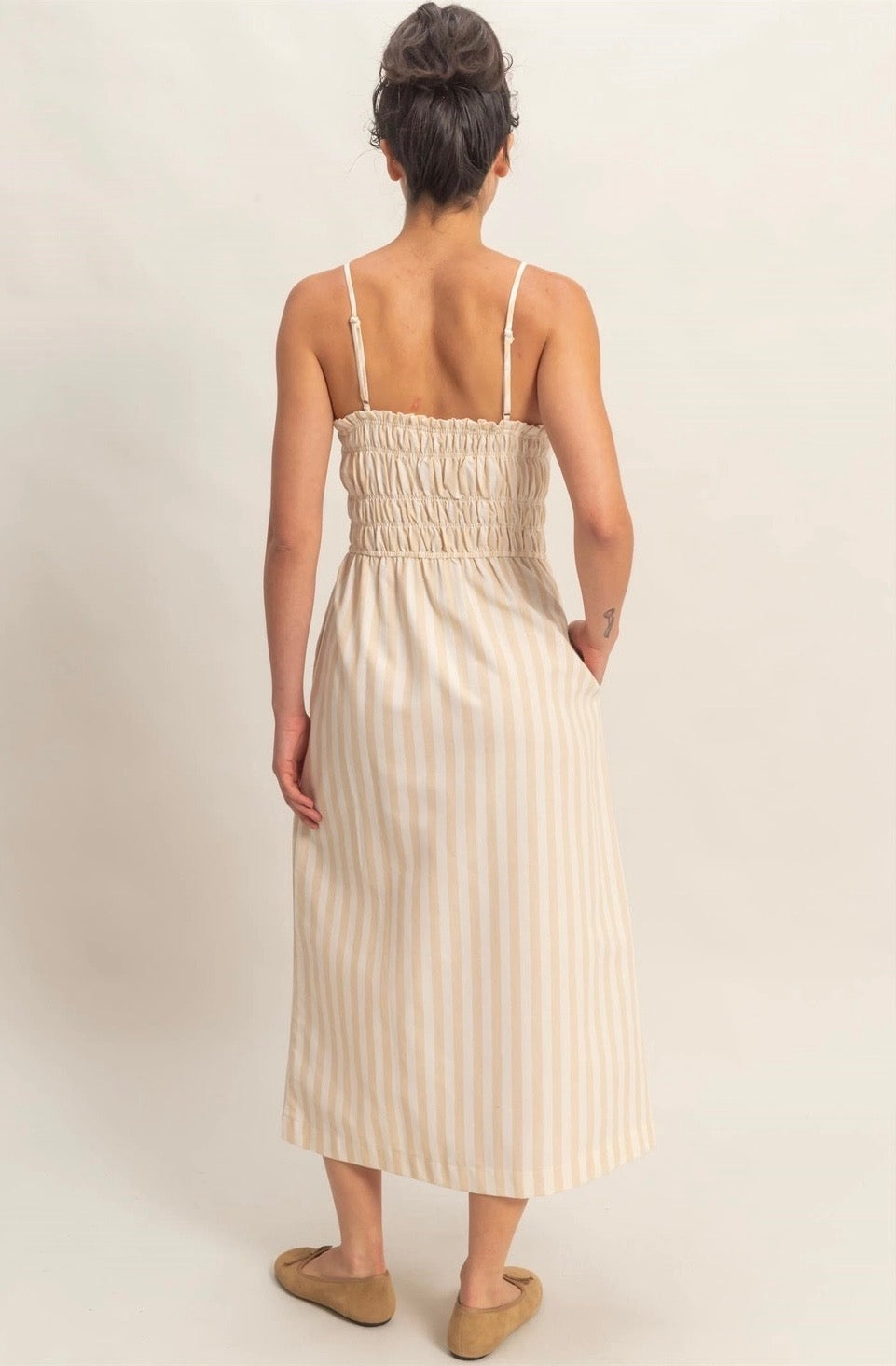 Taupe Smocked Maxi Dress