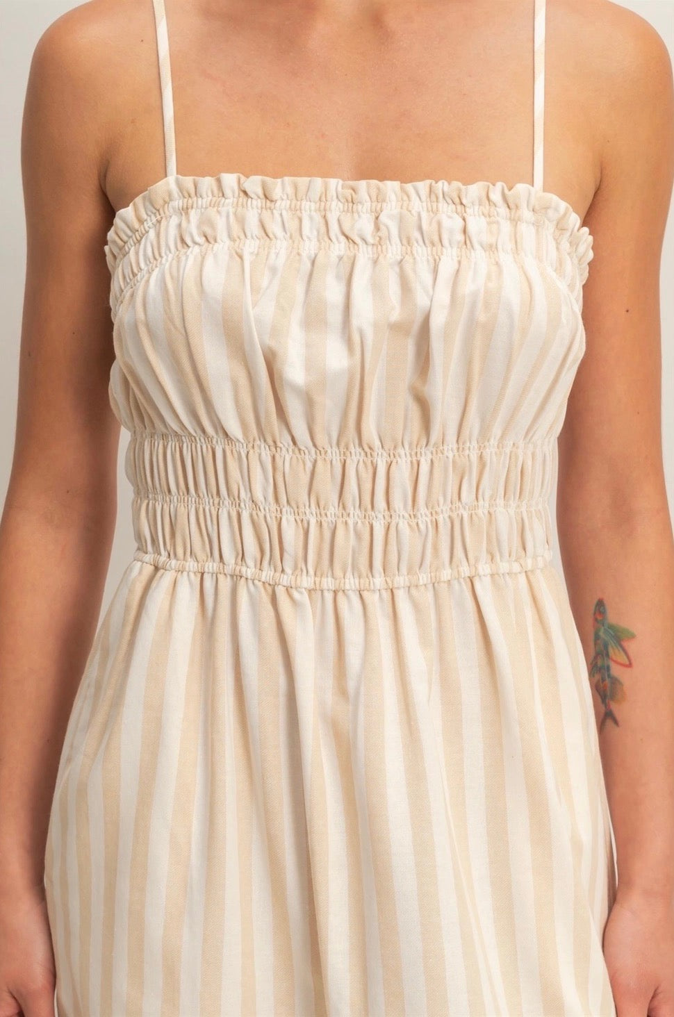 Taupe Smocked Maxi Dress