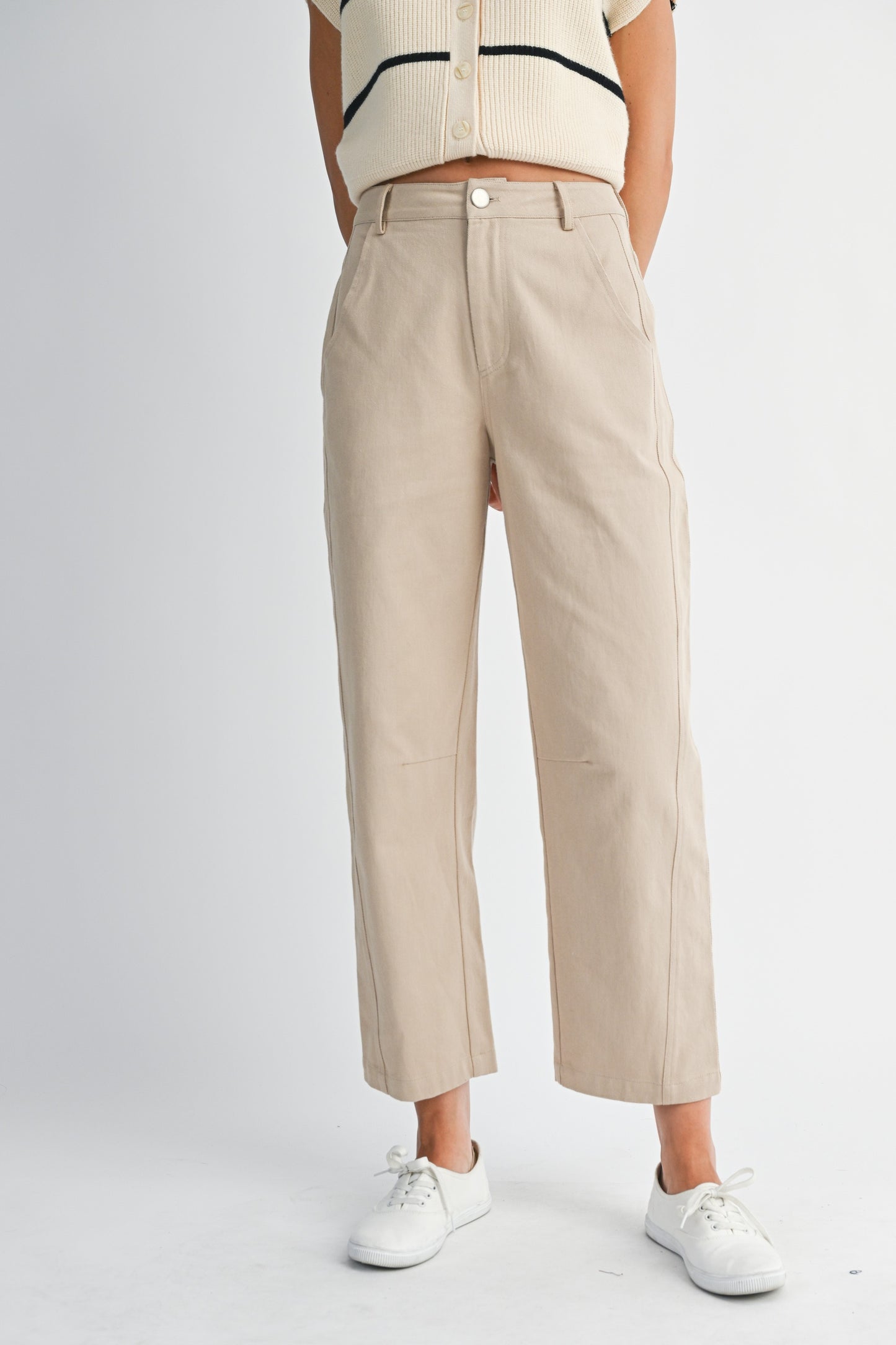 Taupe Barrel Panel Pants