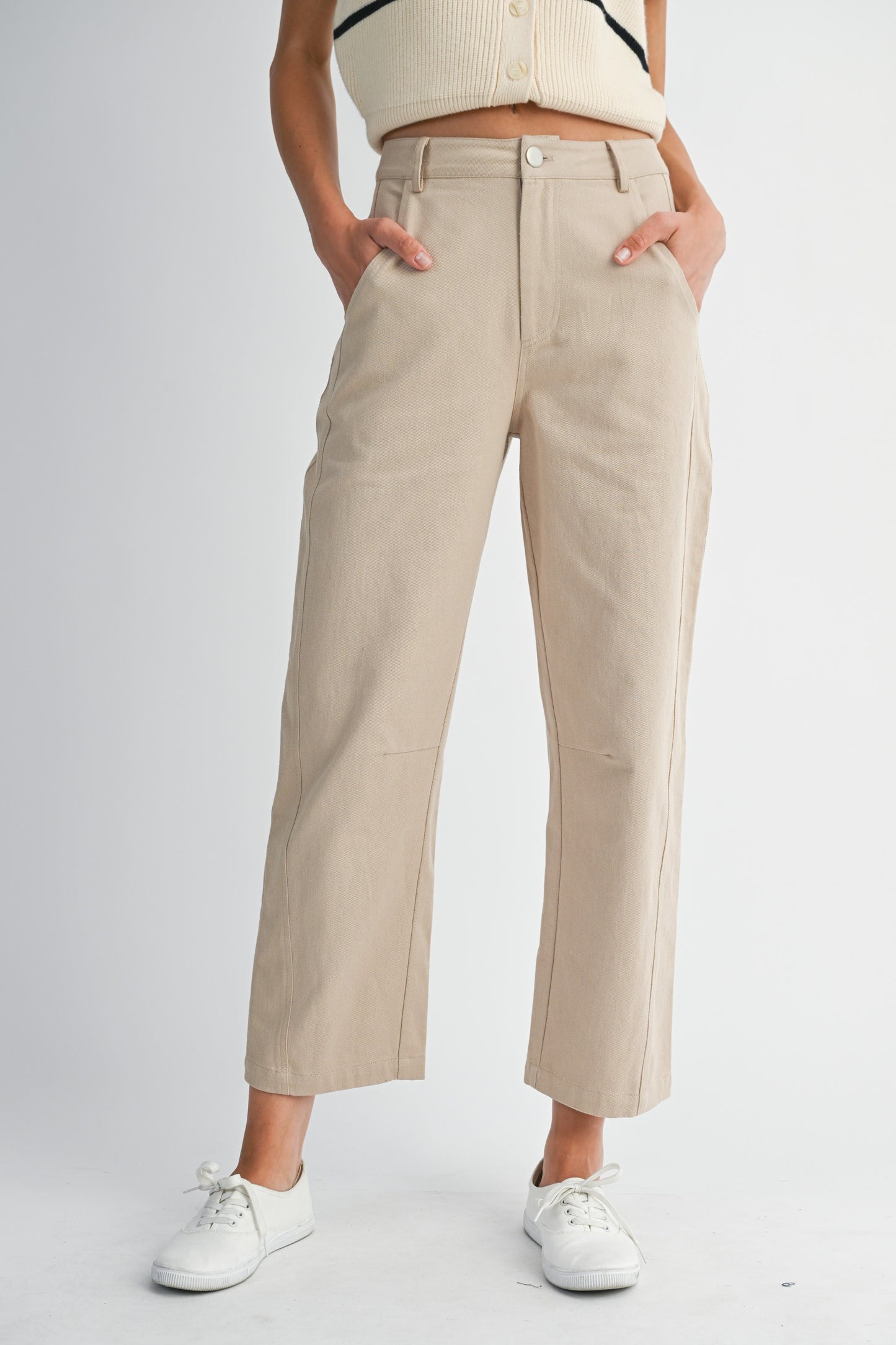 Taupe Barrel Panel Pants