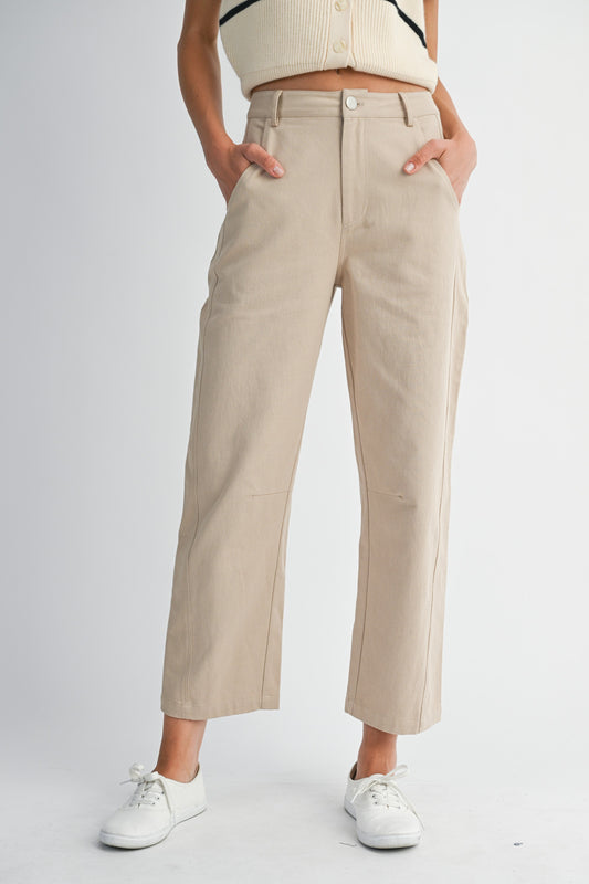 Taupe Barrel Panel Pants
