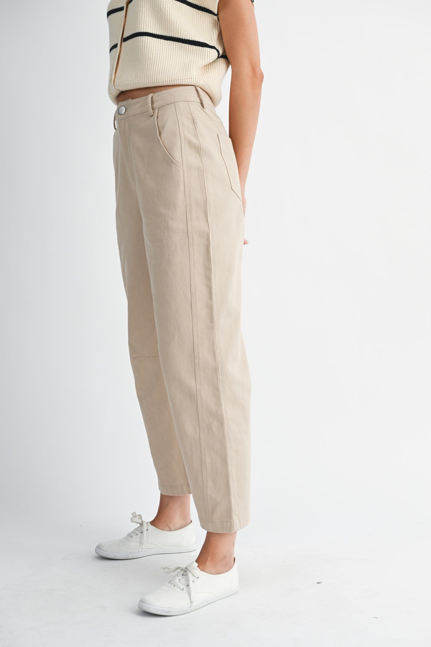 Taupe Barrel Panel Pants