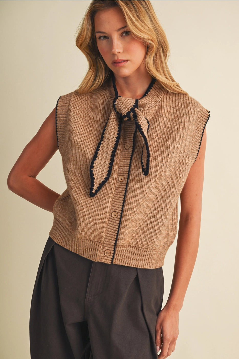 Tie Neck Sweater Vest