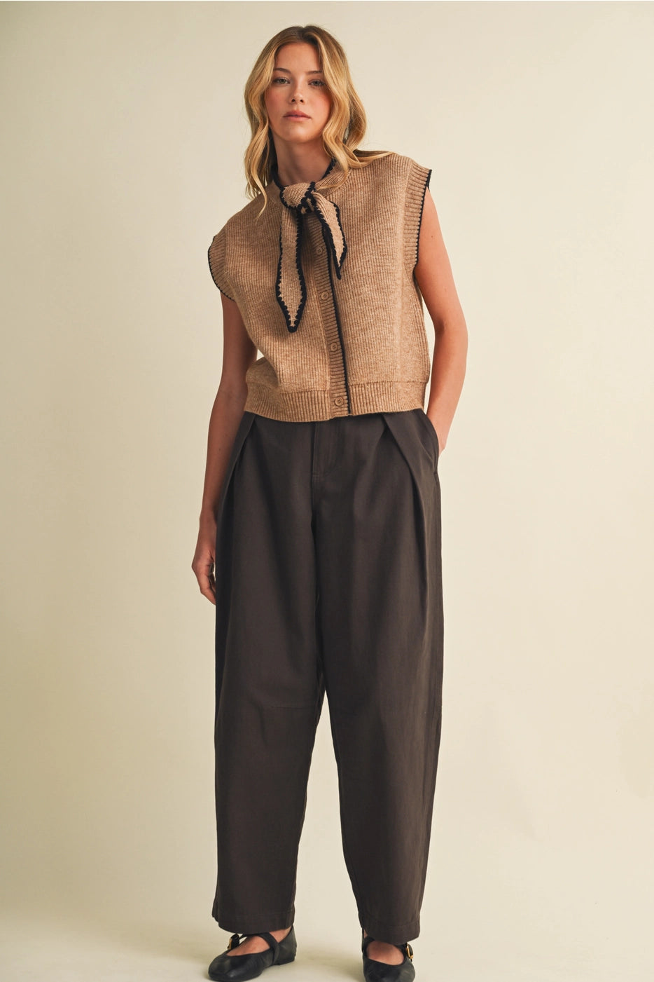 Tie Neck Sweater Vest