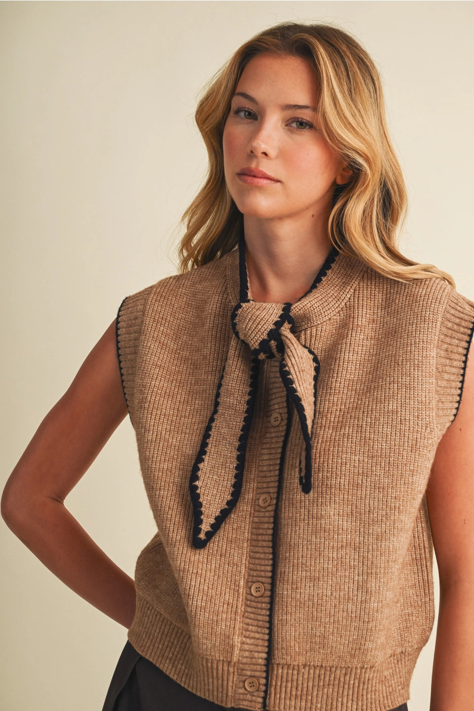 Tie Neck Sweater Vest