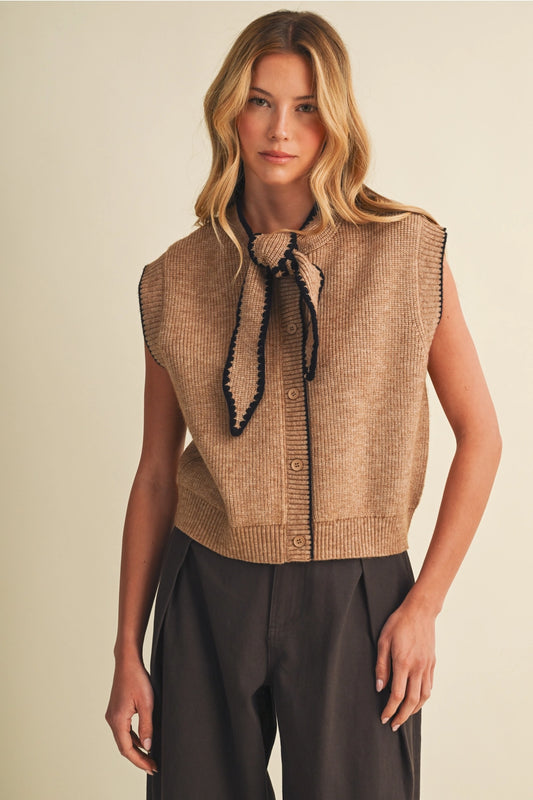 Tie Neck Sweater Vest