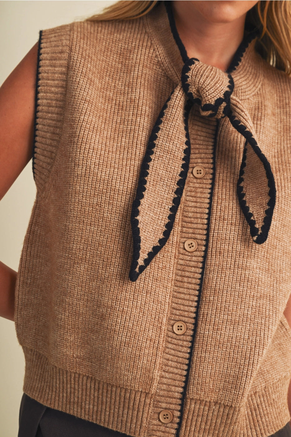 Tie Neck Sweater Vest