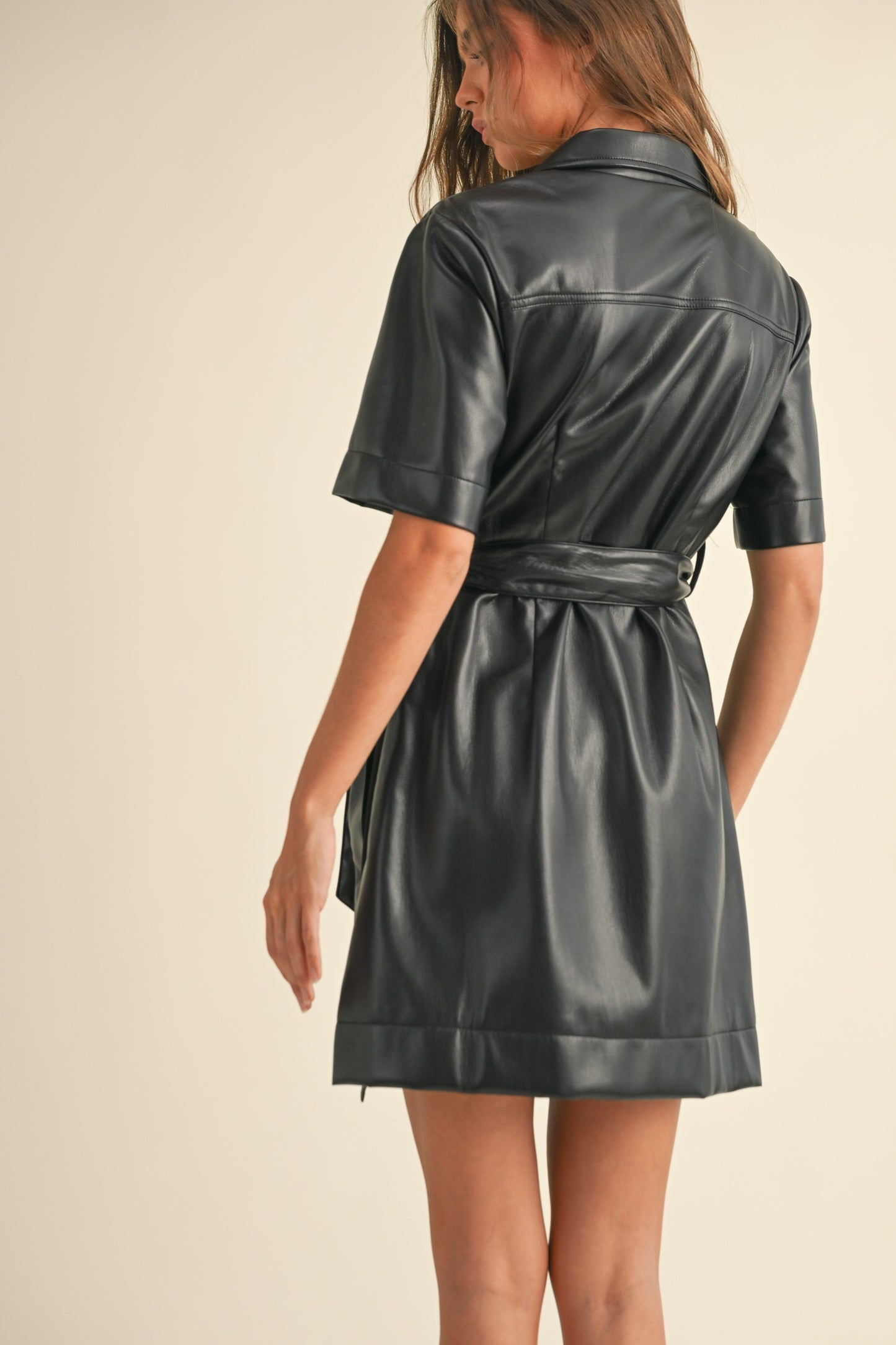 Black Pleather Wrap Dress