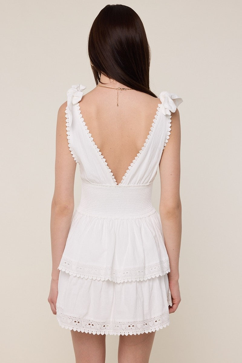 White Tiered Mini Dress