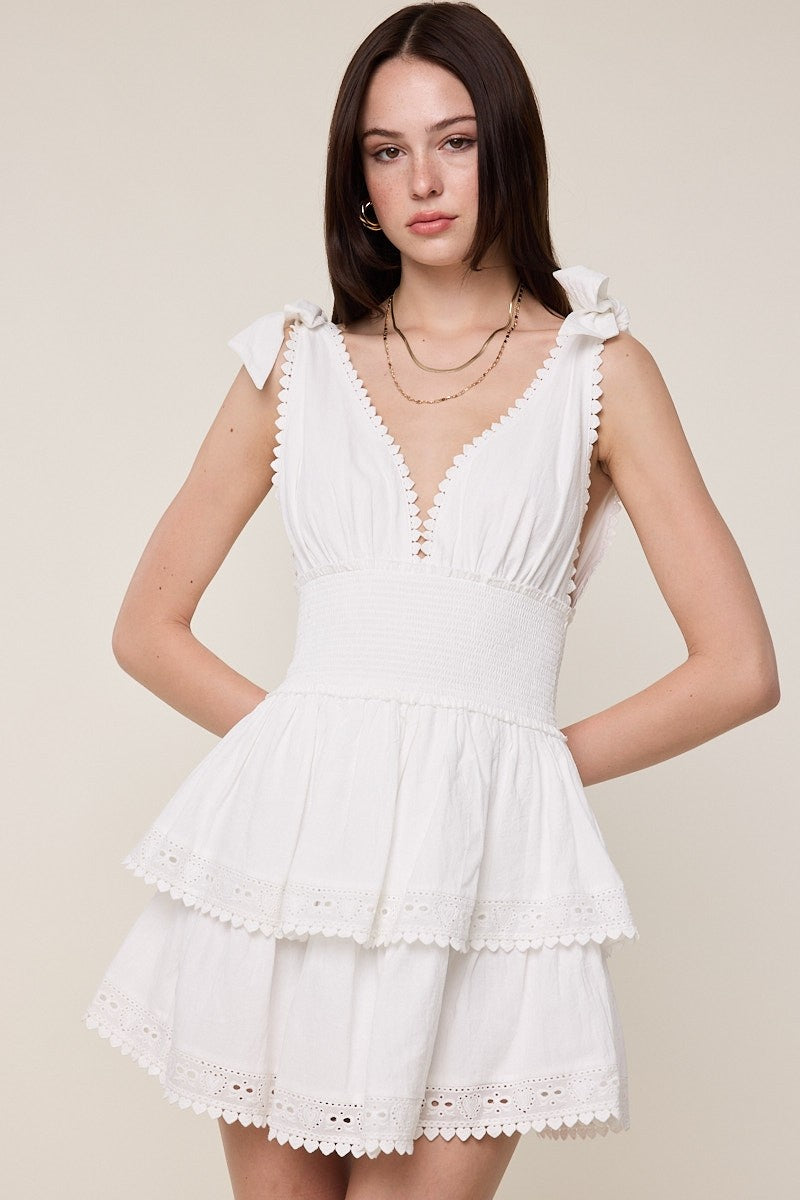 White Tiered Mini Dress