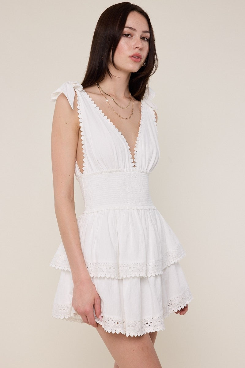 White Tiered Mini Dress