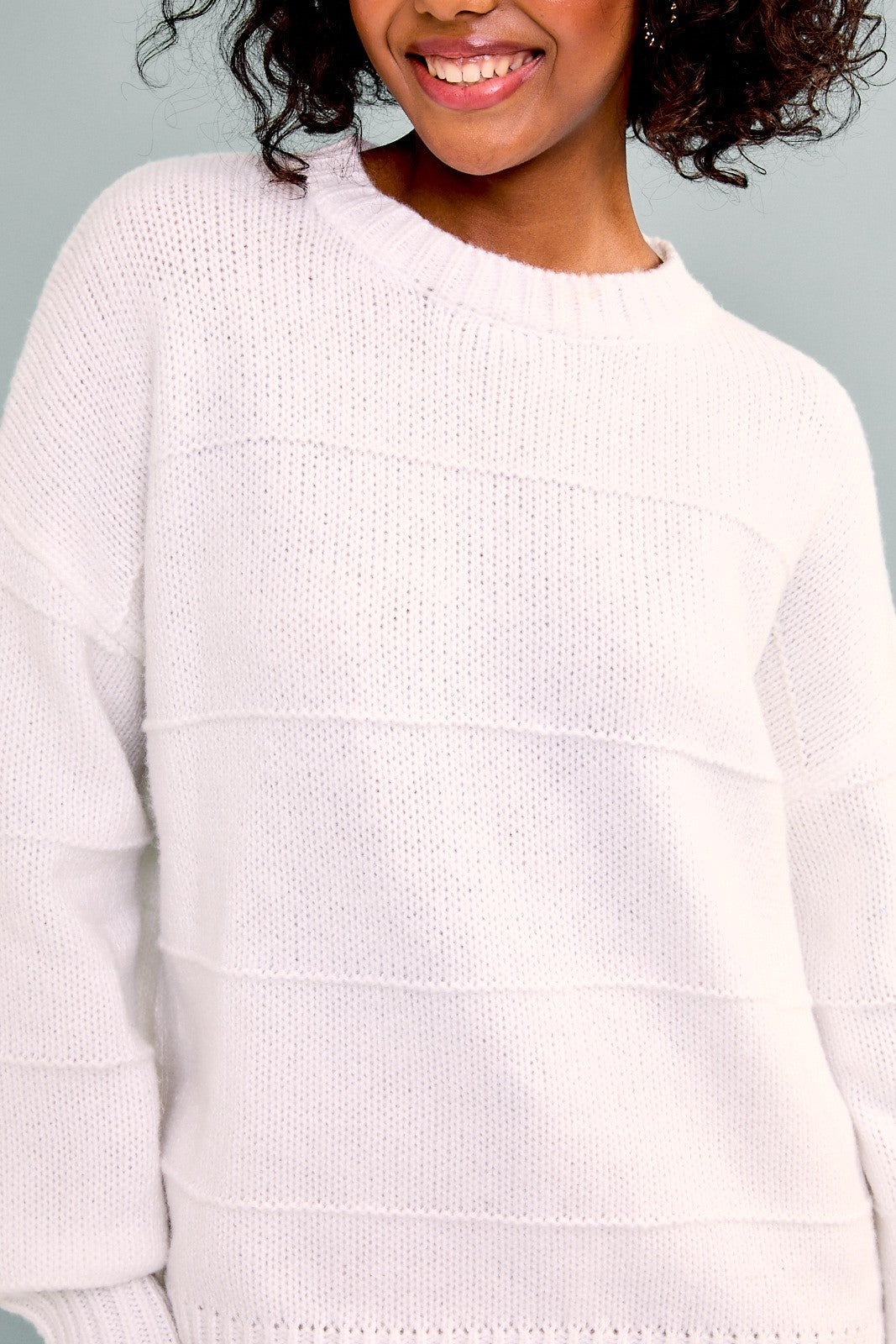 White Long Sleeve Crew Sweater