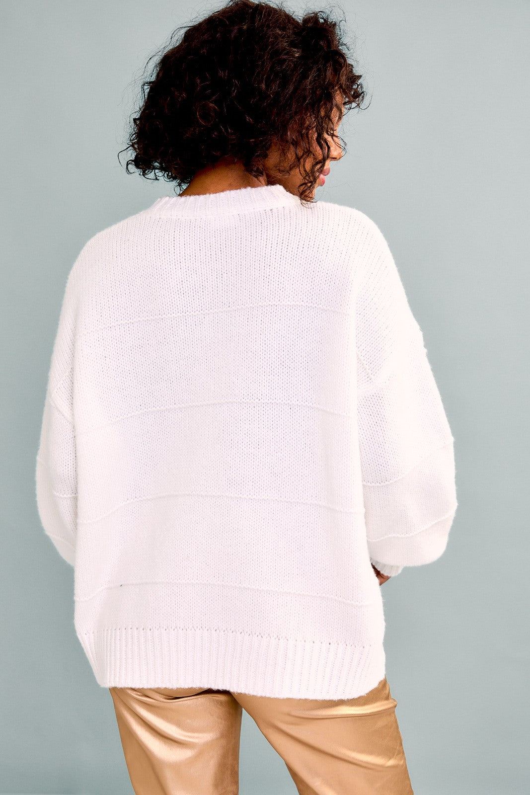 White Long Sleeve Crew Sweater