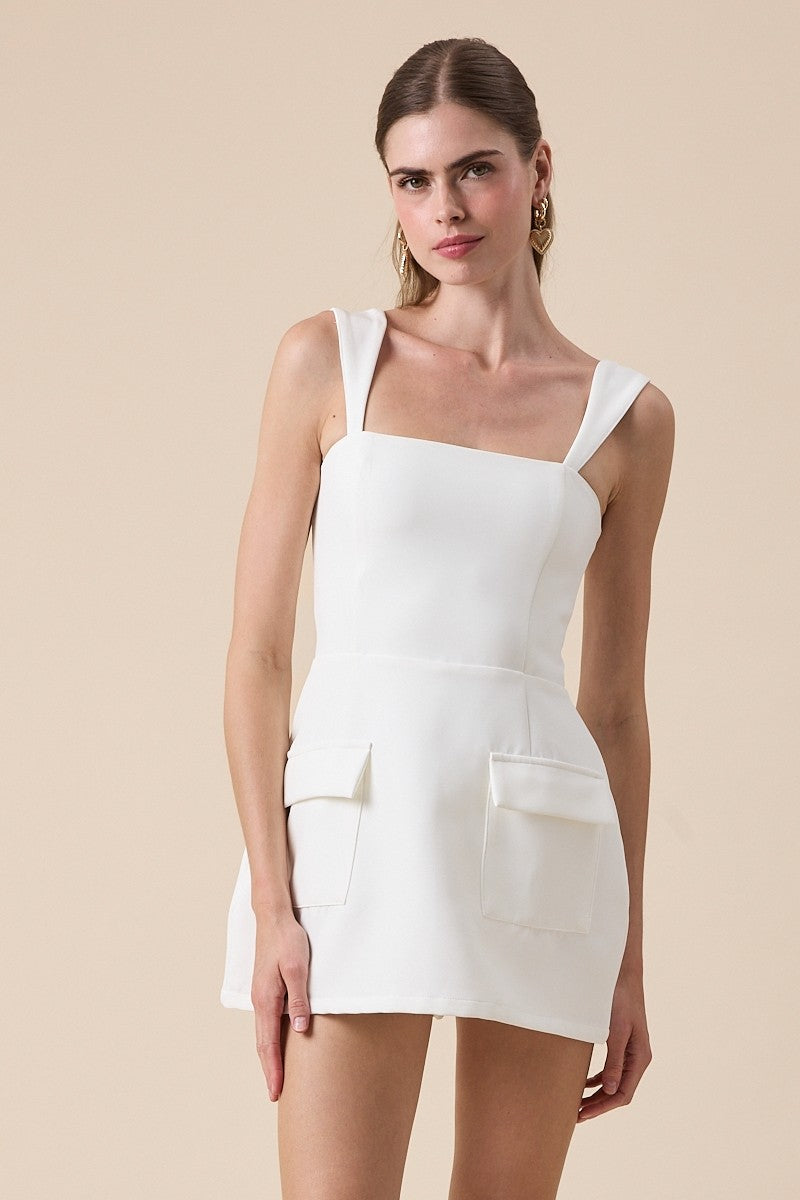 White Pocket Mini Dress
