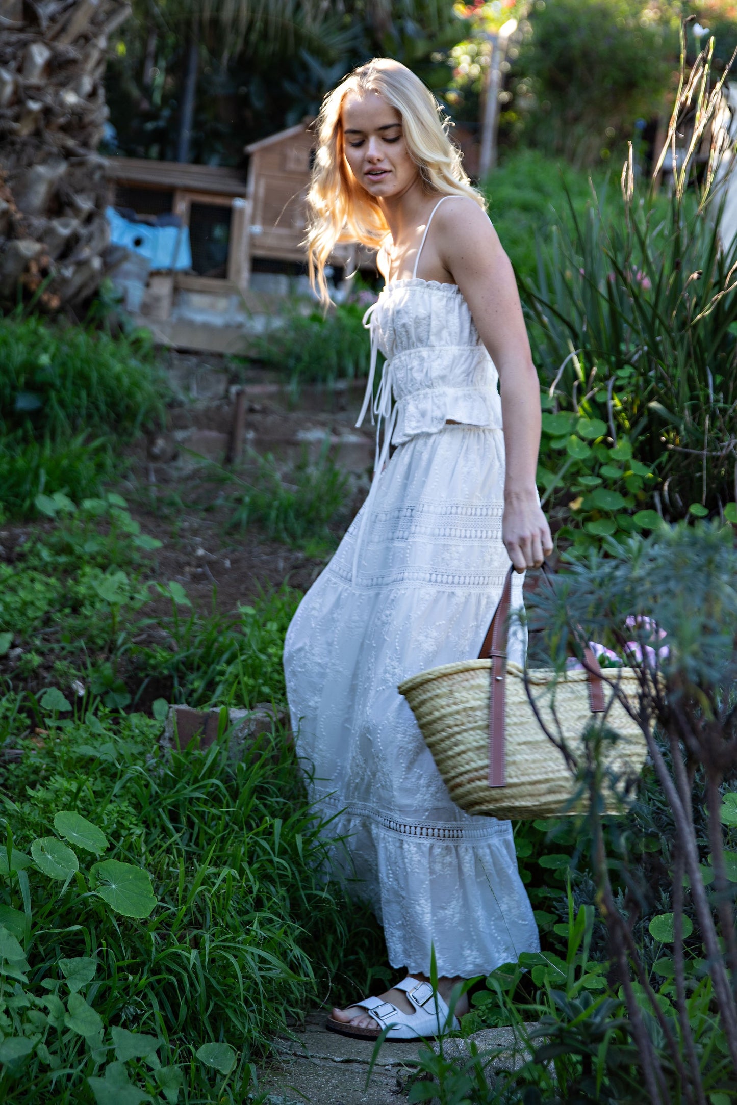 White Embroidered Maxi Skirt