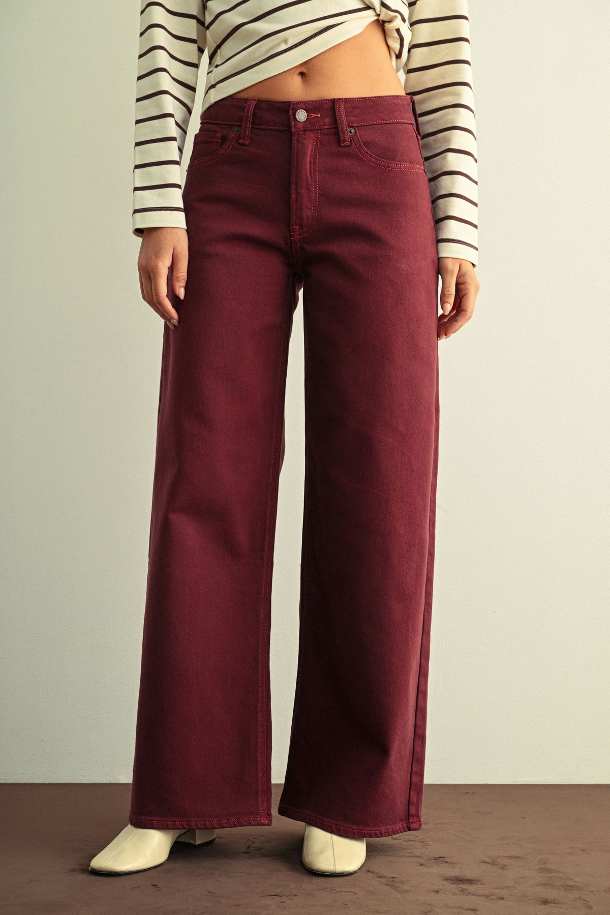 Dark Wine HR Full Length Straight Jean