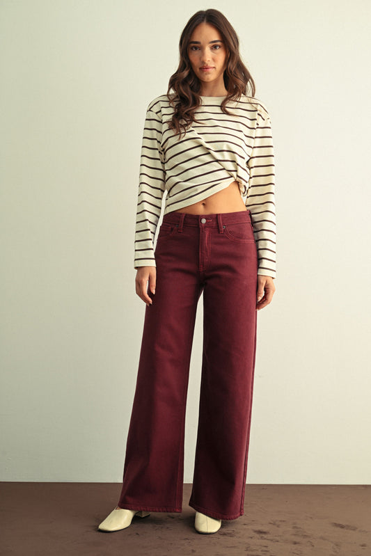 Dark Wine HR Full Length Straight Jean