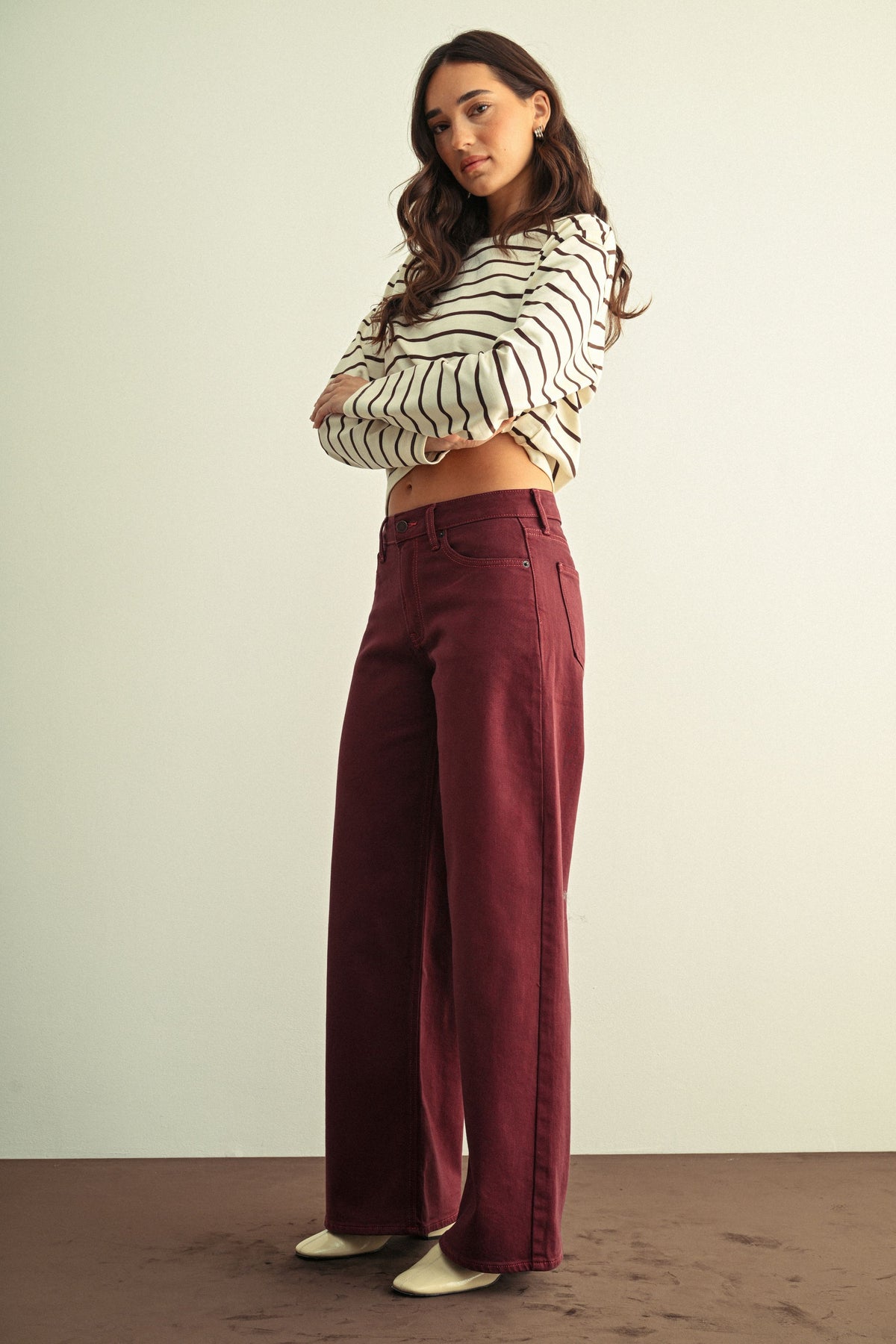 Dark Wine HR Full Length Straight Jean