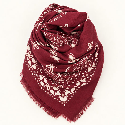 Wine Paisley Oversized Scarf