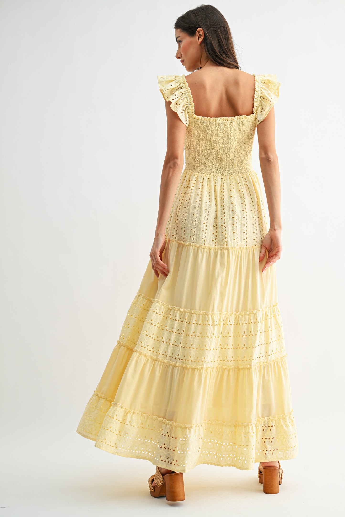 Yellow Eyelet Maxi Dress
