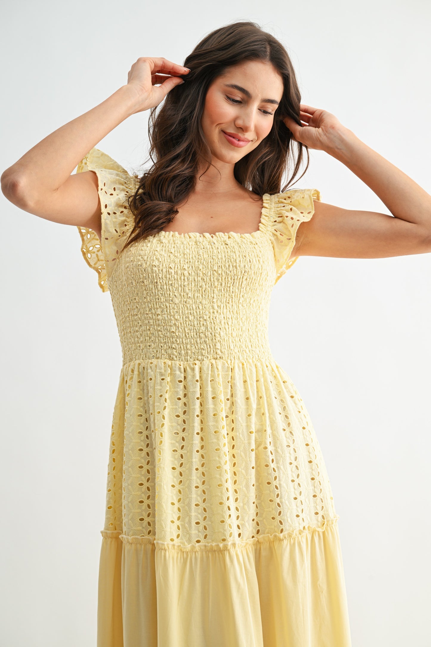 Yellow Eyelet Maxi Dress