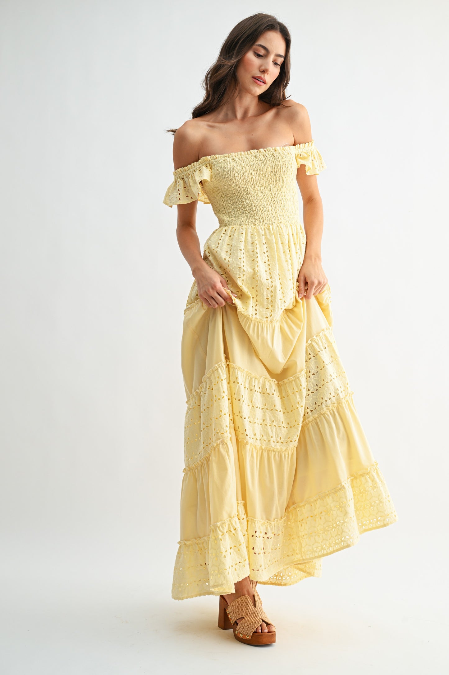 Yellow Eyelet Maxi Dress