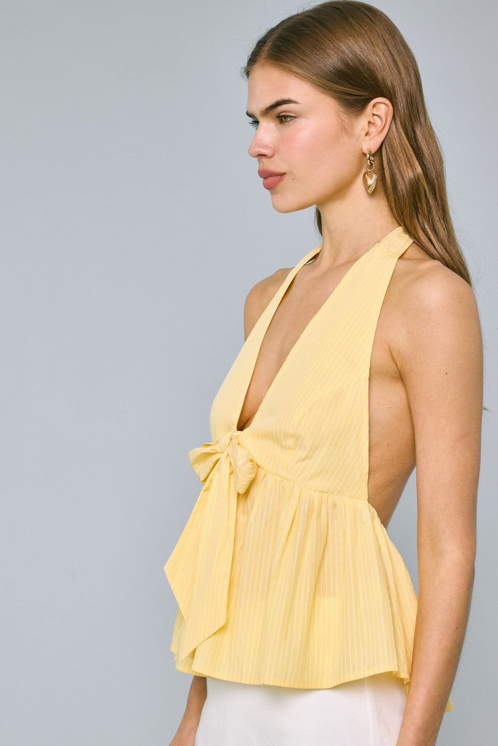 Yellow Stripe Halter Top