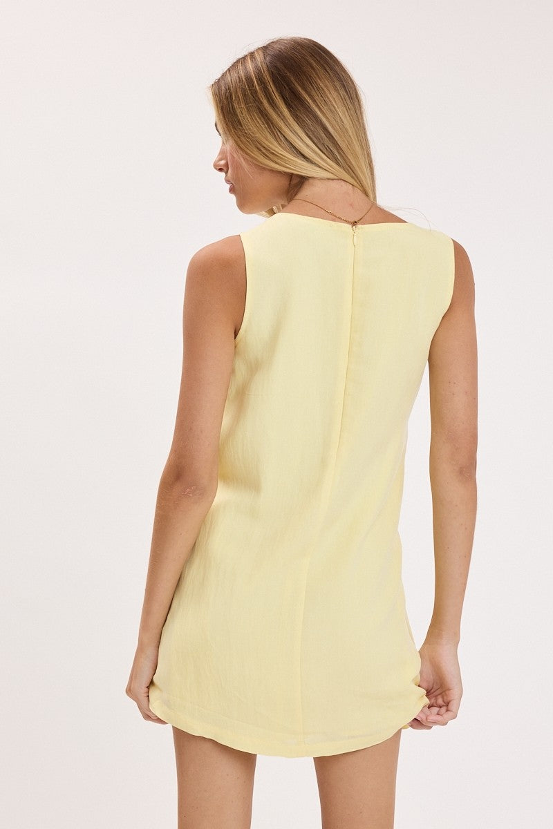 Yellow Side Wrap Mini Dress