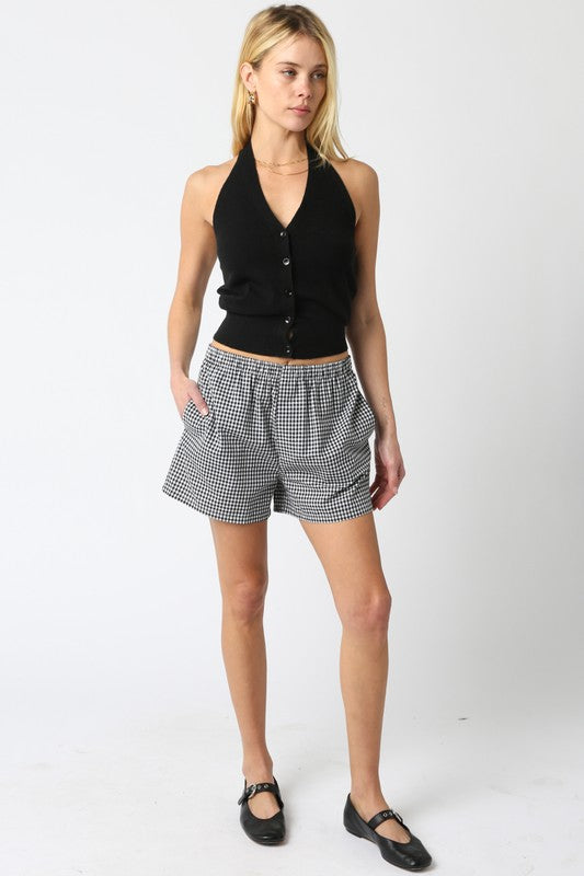 Black Knit Halter Top
