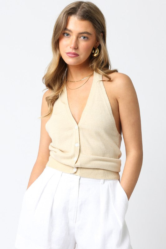 Natural Knit Halter Top